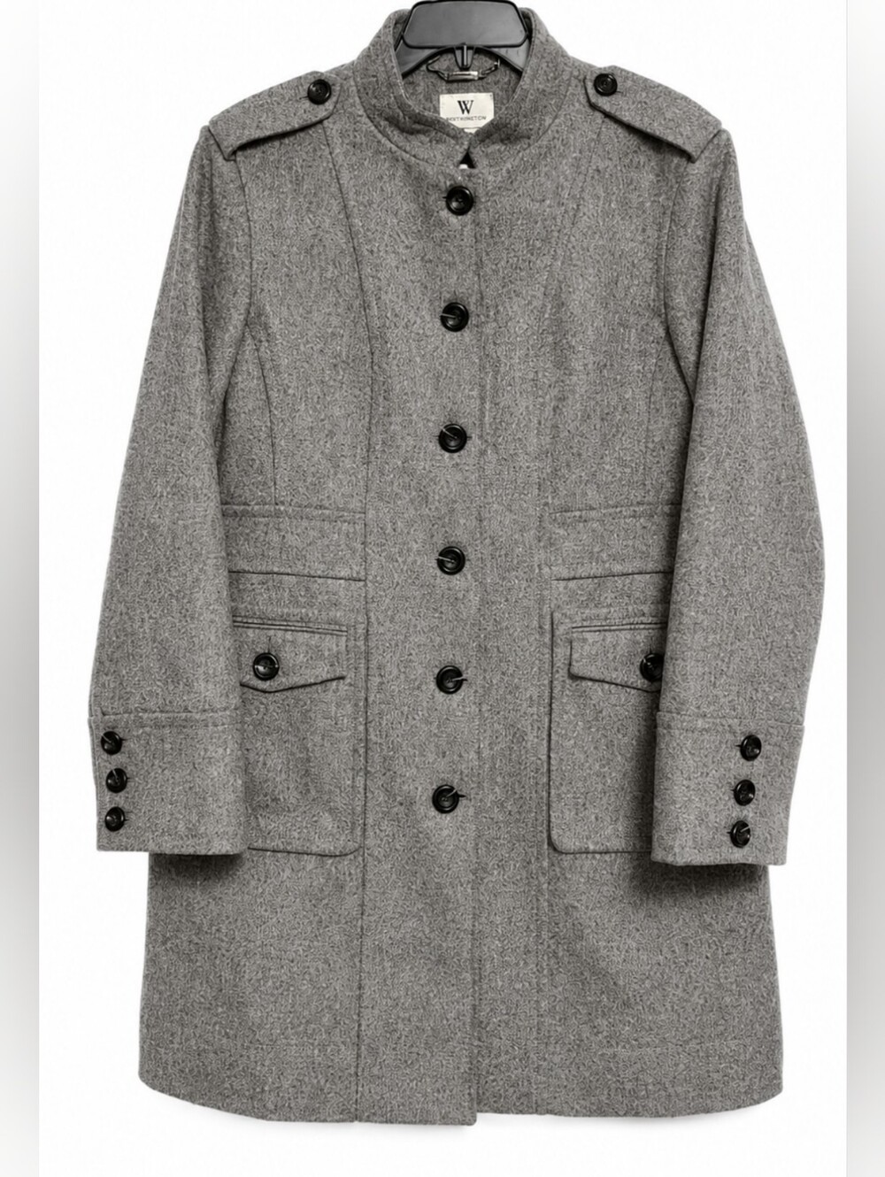 Worthington Women's XL Wool Blend Gray Military-Style Coat